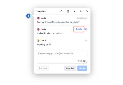 Delete a comment in a thread