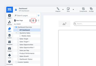 Move to Trash button in the Pages Toolbar