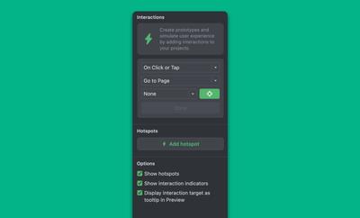 Moqups Interactions Panel with new display options