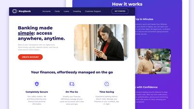 Example of high fidelity landing page