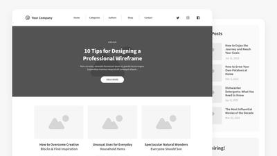 Blog Page Wireframe Template