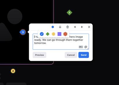 Comment modal showing comment colours options.
