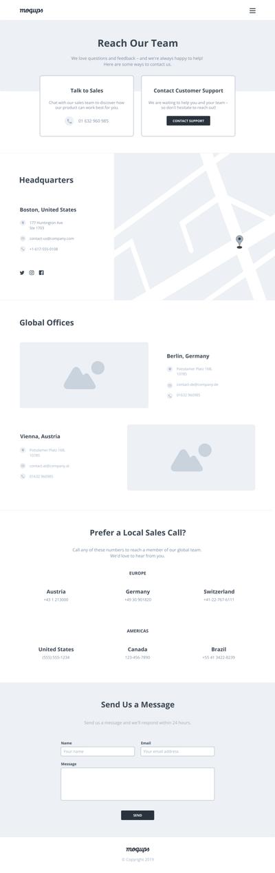 Contact Us Page Wireframe Template