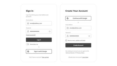 Sign In / Sign Up Form Wireframe Template