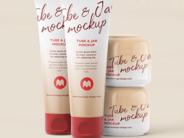 free Cream and jar mockup